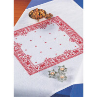 Eva Rosenstand Tablecolth counted cross stitch kit "Dalar red on white", 140x140cm, DIY