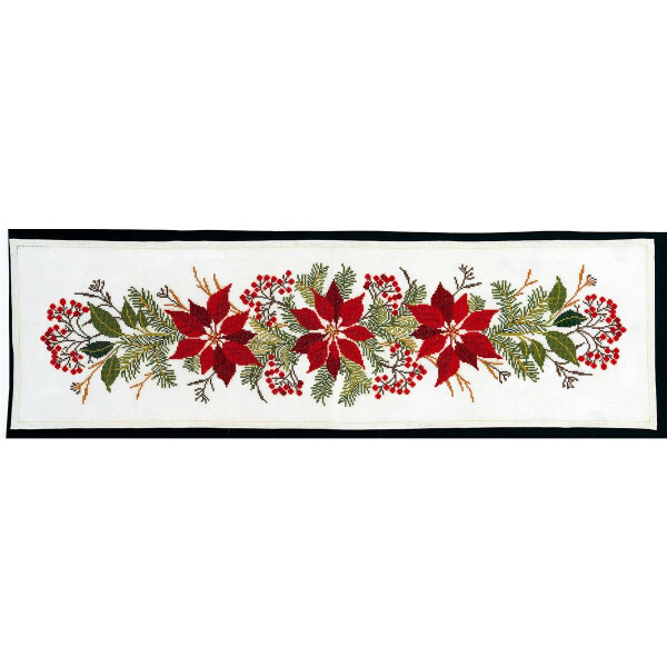 Eva Rosenstand раннер (Мулетон, наперон) Набор для вышивания крестом "Рождественская звезда/Красные ягоды", счетная схема, 25x85 см