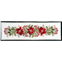 Eva Rosenstand раннер (Мулетон, наперон) Набор для вышивания крестом "Рождественская звезда/Красные ягоды", счетная схема, 25x85 см