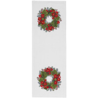 Eva Rosenstand table runner counted cross stitch kit "Begonie and Berries", 30x85cm, DIY