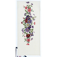 Eva Rosenstand table runner counted cross stitch kit "Clematis", 30x95cm, DIY