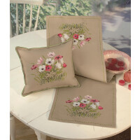 Eva Rosenstand cushion counted cross stitch kit "Flowers", 30x35cm, DIY