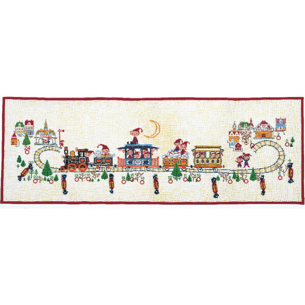 Eva Rosenstand Wallhanging Cross Stitch Set "Advent Calendar, Train", Counting Pattern, 40x115cm