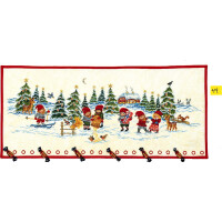 Eva Rosenstand Wallhanging Cross Stitch Set "Advent Calendar, Dwarfs in the Snow", Counting Pattern, 40x95cm