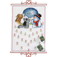 Eva Rosenstand Wallhanging Cross Stitch Set "Advent Calendar, Snowman with Animals", Counting Pattern, 38x52cm