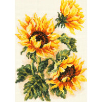 Magic Needle Zweigart Edition counted cross stitch kit "Three Sunflowers", 15x22cm, DIY