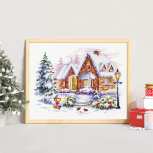 Magic Needle Zweigart Edition counted cross stitch kit "Winter House", 20x17cm, DIY
