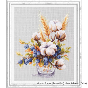 Magic Needle Zweigart Edition counted cross stitch kit "Blooming cotton and Blueberry", 18x23cm, DIY