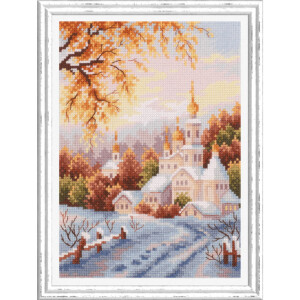Magic Needle Zweigart Edition counted cross stitch kit "Snow Monastery", 15x20cm, DIY