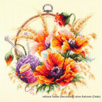 Magic Needle Zweigart Edition counted cross stitch kit "Poppies for Needlewoman", 25x25cm, DIY