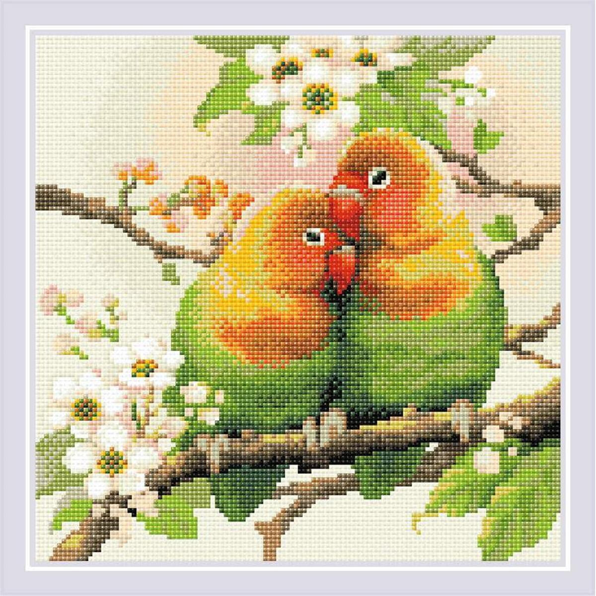 Риолис Алмазная живопись "Влюбленные птицы",...