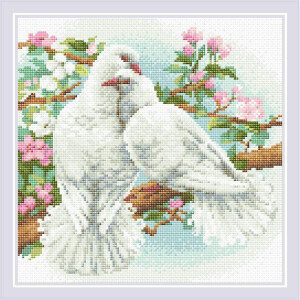 Алмазная живопись Риолис "Белые голуби", 30х30 см
