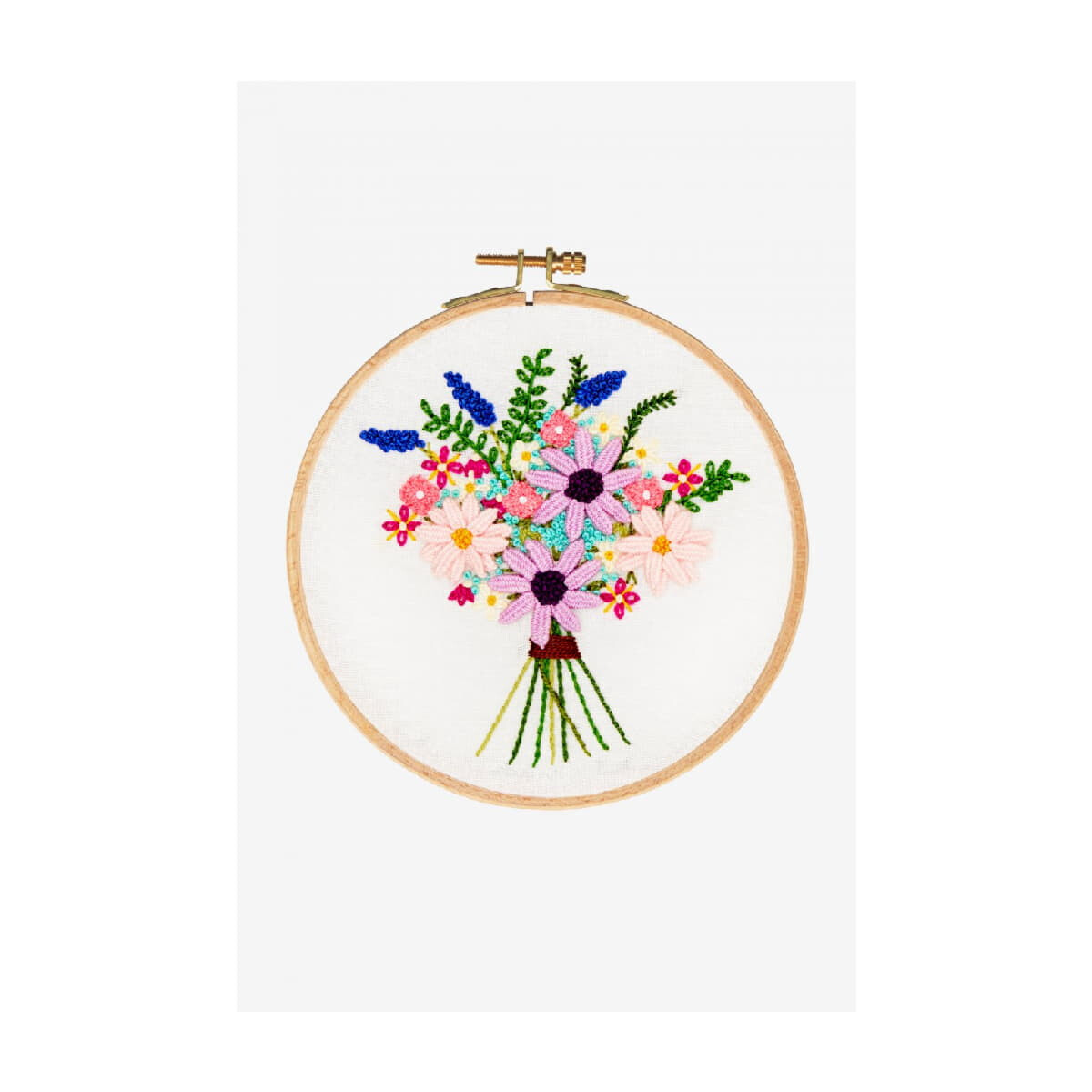 DMC stamped Stitch Kit Cosmos Bouquet with hoop, DIY
