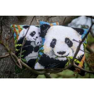 Vervaco Kreuzstichkissen "Panda", Stickbild vorgezeichnet, 40x40cm