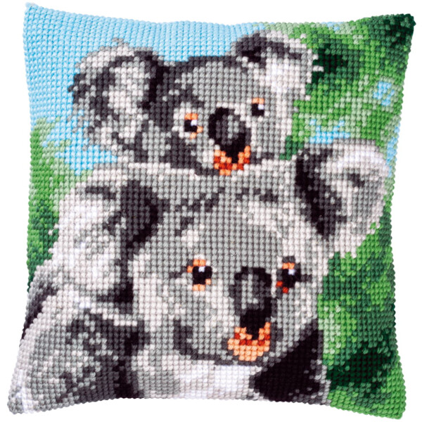 Vervaco stamped cross stitch kit cushion "Koala mit Baby", 40x40cm, DIY