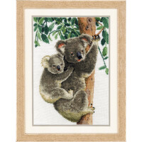 Vervaco counted cross stitch kit "Koala with baby", 27x38cm, DIY