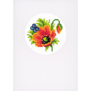 Vervaco Поздравительные открытки Набор для вышивания крестом "Летние цветы 3шт" Набор из 3, счетная схема, 10,5x15см