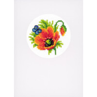 Vervaco Tarjetas de felicitación Set de punto de cruz "Summer Flowers 3pcs" Set de 3, Patrones de conteo, 10,5x15cm