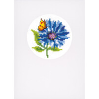 Vervaco Tarjetas de felicitación Set de punto de cruz "Summer Flowers 3pcs" Set de 3, Patrones de conteo, 10,5x15cm