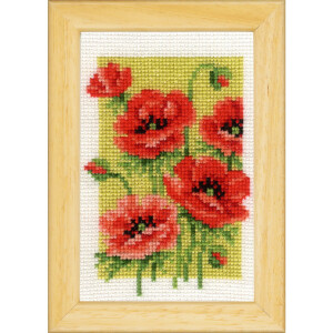 Vervaco miniature counted cross stitch kit "Summer flowers set of 3 pcs", 8x12cm, DIY