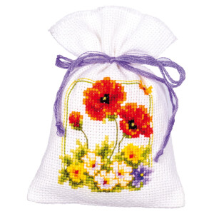 Vervaco counted herbal bags counted cross stitch kit "Summer flowers set of 3 pcs", 8x12cm, DIY