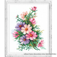 Magic Needle Zweigart Edition counted cross stitch kit "Cosmos Flowers", 18x24cm, DIY