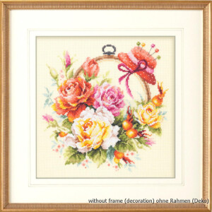 Magic Needle Zweigart Edition counted cross stitch kit "Roses for Needlewoman", 25x25cm, DIY