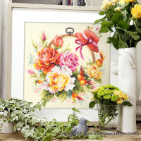 Magic Needle Zweigart Edition counted cross stitch kit "Roses for Needlewoman", 25x25cm, DIY