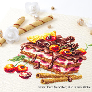 Magic Needle Zweigart Edition counted cross stitch kit "Cherry Cake", 17x17cm, DIY