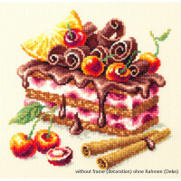 Magic Needle Zweigart Edition counted cross stitch kit "Cherry Cake", 17x17cm, DIY