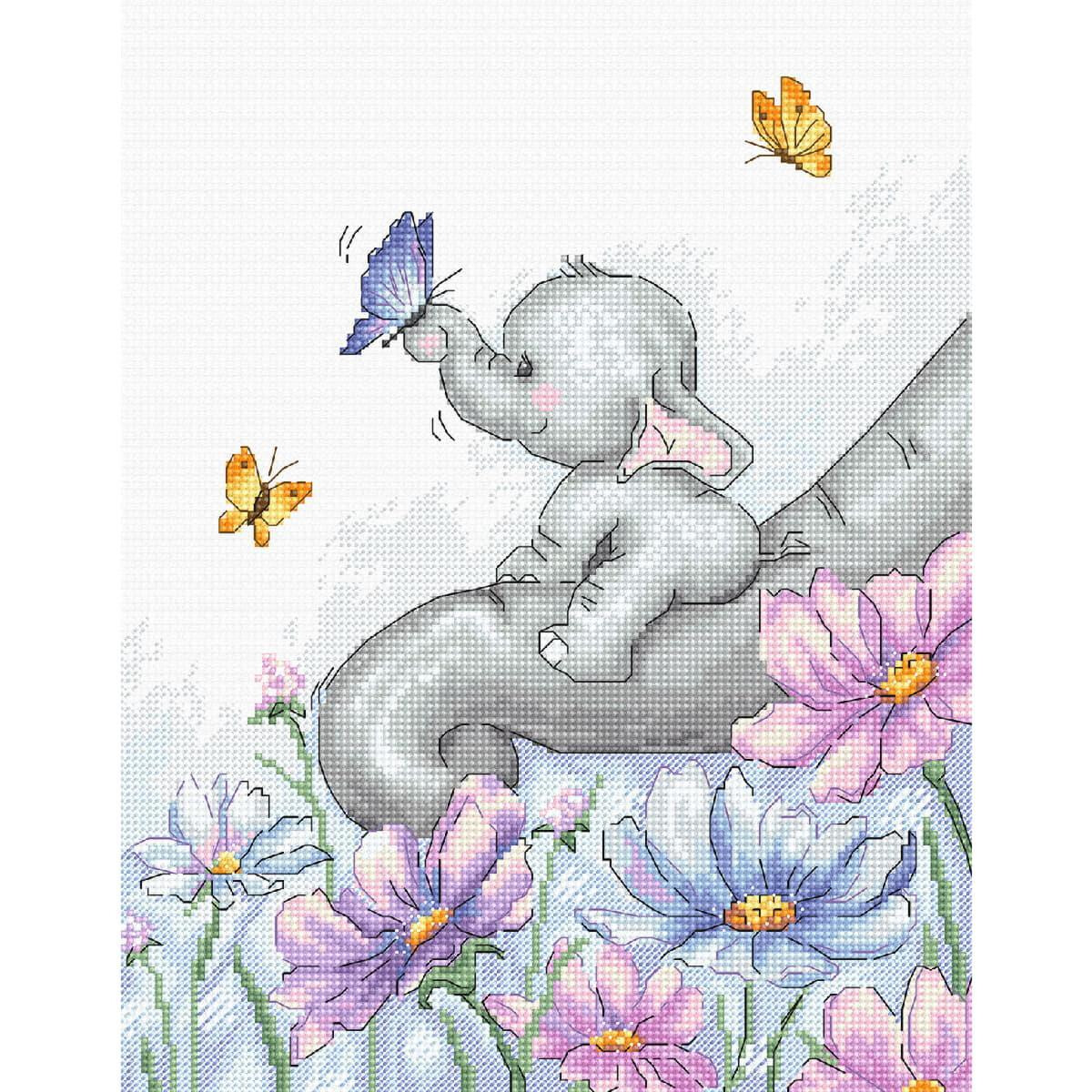 A Luca-s embroidery pack design features a cute gray baby...