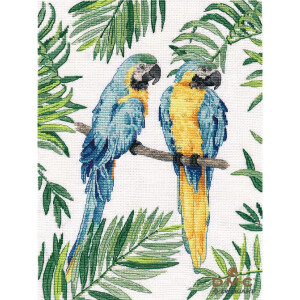 Oven Set punto croce "Blue and yellow macaw",...