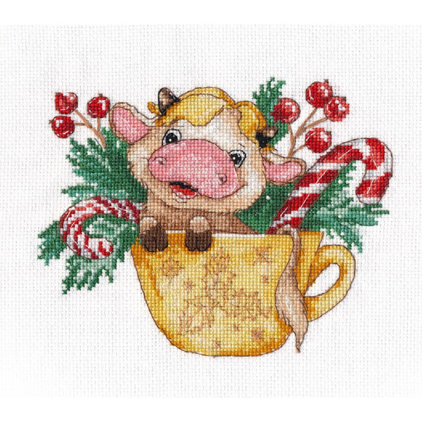 Oven counted cross stitch kit "Symbol of the year. Bull-3", 16x13cm, DIY