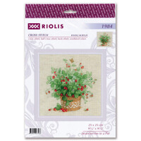 Riolis Set de punto de cruz "Strawberry pot", patrón de conteo, 25x25cm