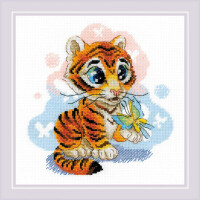 Riolis counted cross stitch kit "Curious Little Tiger", 20x20cm, DIY