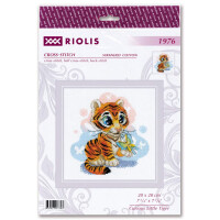 Riolis Kruissteekset "Nieuwsgierig tijgertje", telpatroon, 20x20cm