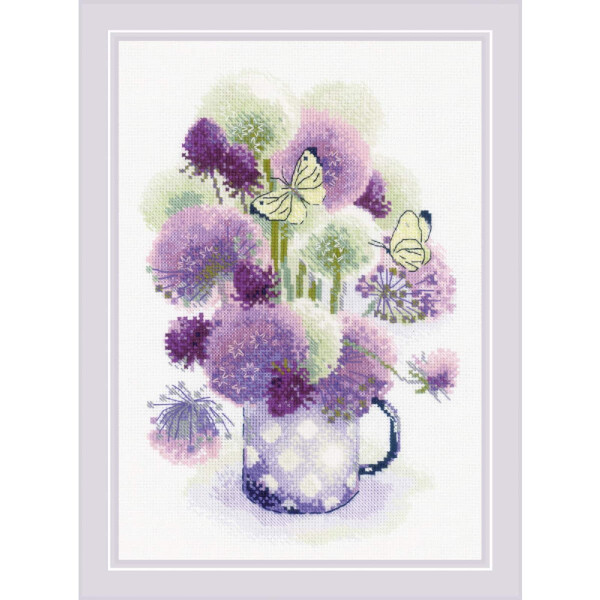 Riolis Juego de punto de cruz "Purple Allium", dibujo para contar, 21x30cm