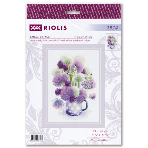 Riolis Set de point de croix "Purple Allium", modèle de comptage, 21x30cm