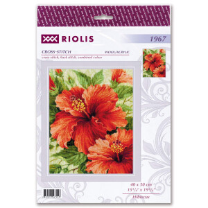 Riolis Set punto croce "Hibiscus", schema di conteggio, 40x50cm
