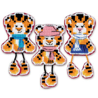 Riolis Set punto croce "Magnets Tiger Babies", schema di conteggio, un 5x9,5cm