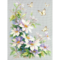 Magic Needle Zweigart Edition counted cross stitch kit "Clematis", 28x39cm, DIY