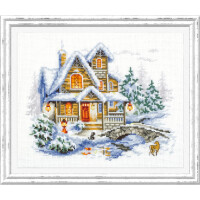 Magic Needle Zweigart Edition counted cross stitch kit "Winter cottage", 20x17cm, DIY