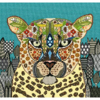 Bothy Threads counted cross stitch kit "Jewelled Leopard", XSTU2, 32x32cm, DIY