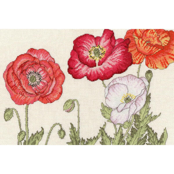 Bothy Threads counted cross stitch kit "Poppy Blooms", XBD15, 36x24cm, DIY