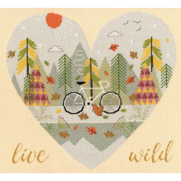 Bothy Threads counted cross stitch kit "Wild at Heart: Live Wild", XHY3, 32x30cm, DIY