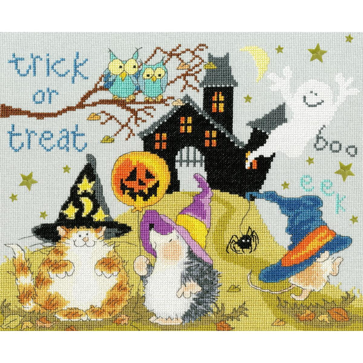 A Halloween-themed embroidery pack design (cross stitch)...