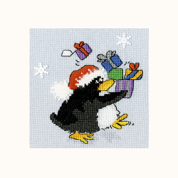 Bothy Threads  greating card counted cross stitch kit "PPP Present", XMAS35, 10x10cm, DIY