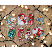 Letistitch Set de point de croix "Christmas Toy Kit No. 2, Set of 8" Count Patterns, 8x10cm