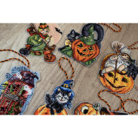Letistitch Set de point de croix "Halloween kit, set de 8", modèles de comptage, 11x9cm