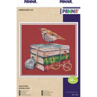 Panna Набор для вышивания крестом "Любитель книг (красная ткань)", счетная схема, 21x19,5см